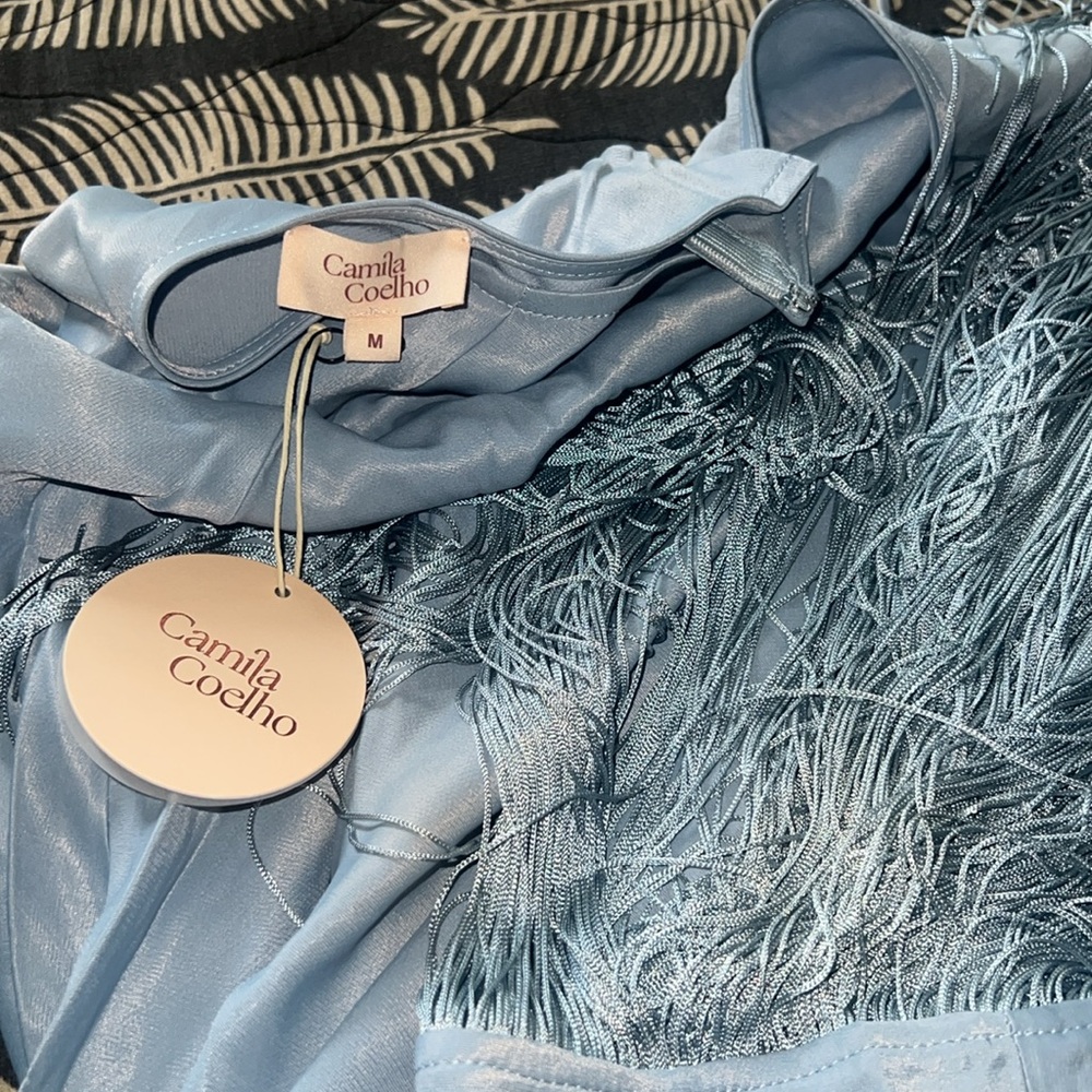 camila coelho payton maxi dress (gown) in dusty blue size Medium. - Picture 2 of 2